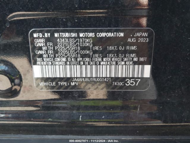 2024 MITSUBISHI OUTLANDER SPORT JA4ARUAU1RU001421 Photo 8