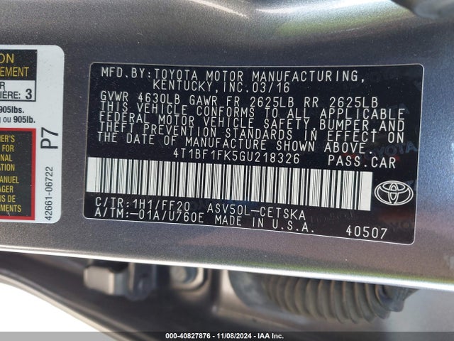 Toyota CAMRY SE 2016 4T1BF1FK5GU218326 Image 9