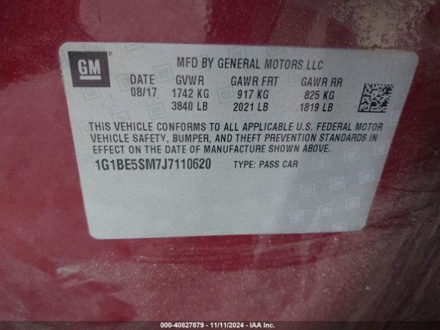 1G1BE5SM7J7110620 Chevrolet Cruze Lt Auto