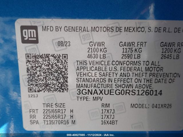3GNAXUEG0RS126014 Chevrolet Equinox Awd Lt