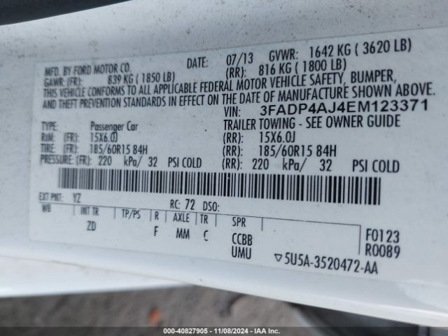 3FADP4AJ4EM123371 Ford FIESTA S