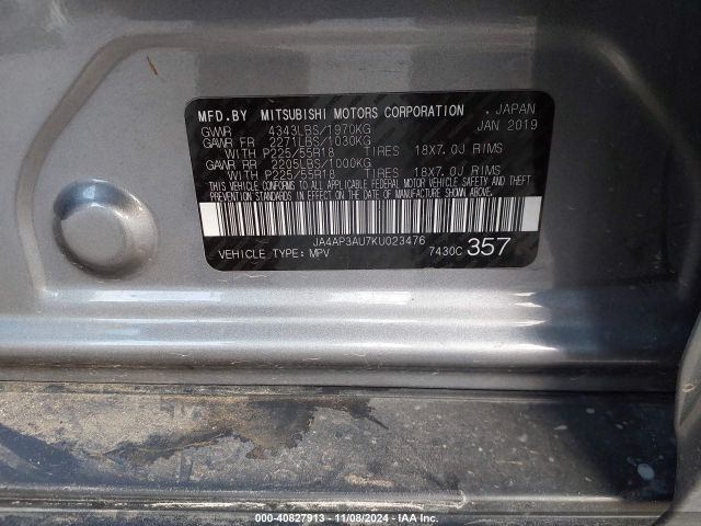 JA4AP3AU7KU023476 Mitsubishi Outlander Sport 2.0 Le