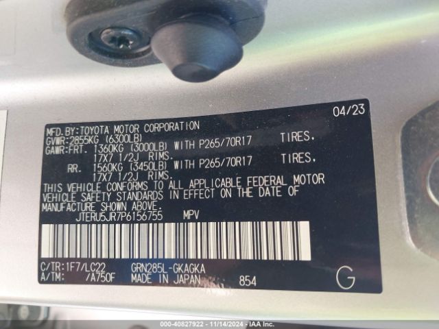 JTERU5JR7P6156755 Toyota 4runner Trd Off Road Premium