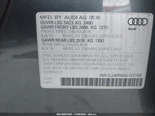 WA1L2AFP8GA147165 Audi Q5 2.0t Premium