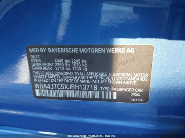 WBA4J7C5XJBH13718 BMW 440i Gran Coupe Xdrive
