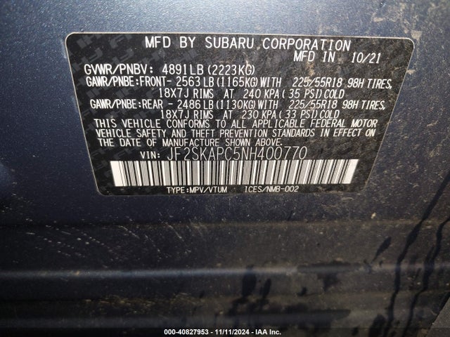 JF2SKAPC5NH400770 Subaru Forester Limited