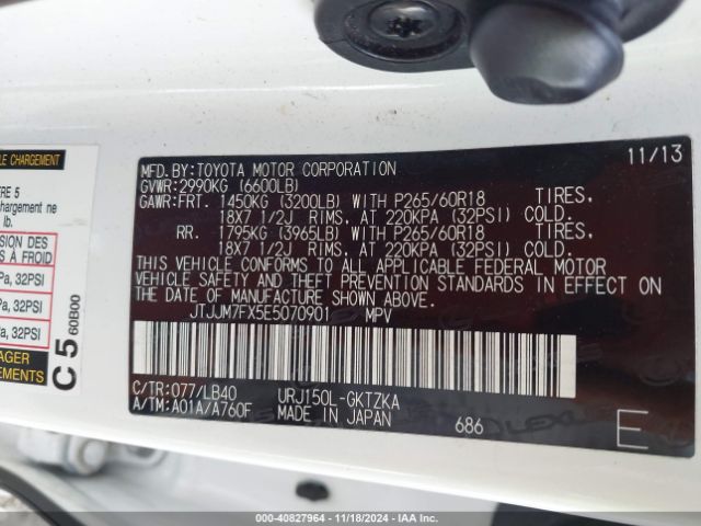JTJJM7FX5E5070901 Lexus Gx 460 Luxury