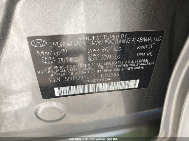 5NPD84LF0LH503956 Hyundai ELANTRA SEL