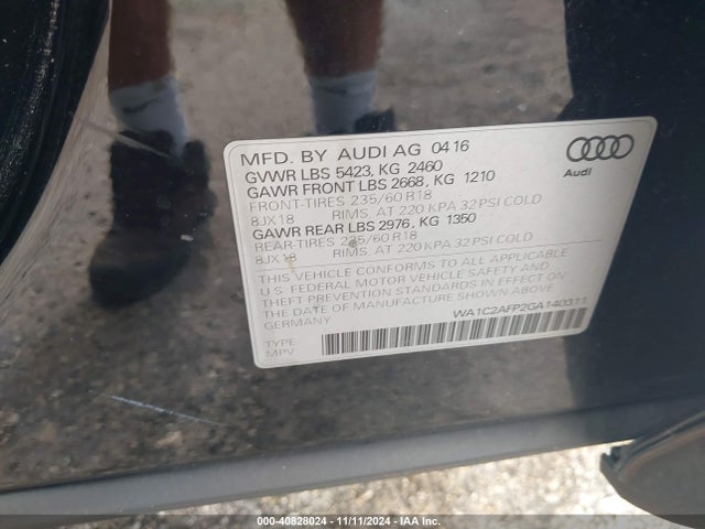 WA1C2AFP2GA140311 Audi Q5 2.0t Premium