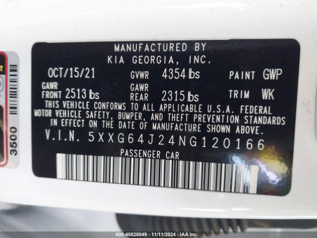 5XXG64J24NG120166 KIA K5 Gt-line