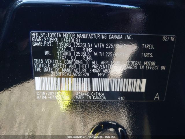 2T3RFREV3JW755929 Toyota Rav4 Adventure/xle
