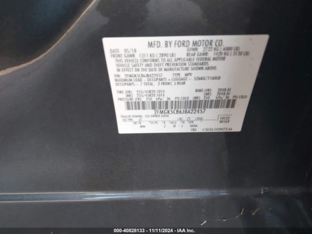2FMGK5C86JBA22457 Ford FLEX SEL