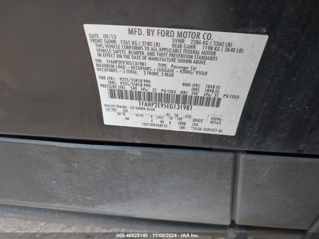 Ford TAURUS SEL 2014 1FAHP2E95EG131981 Image 9