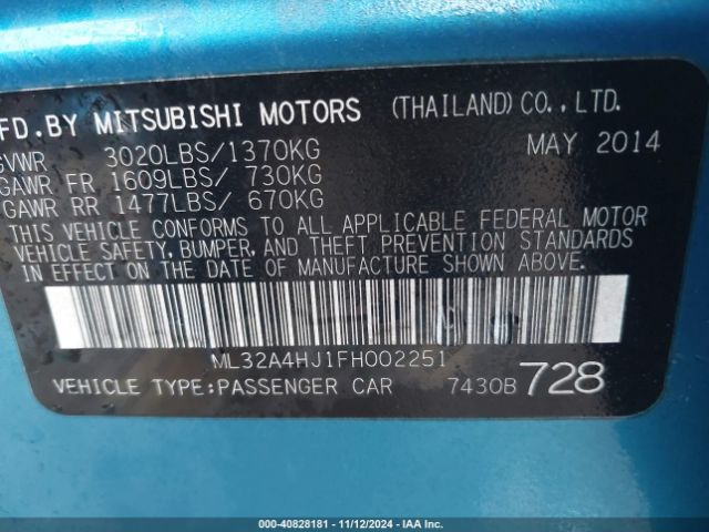 2015 MITSUBISHI MIRAGE ML32A4HJ1FH002251 Photo 8