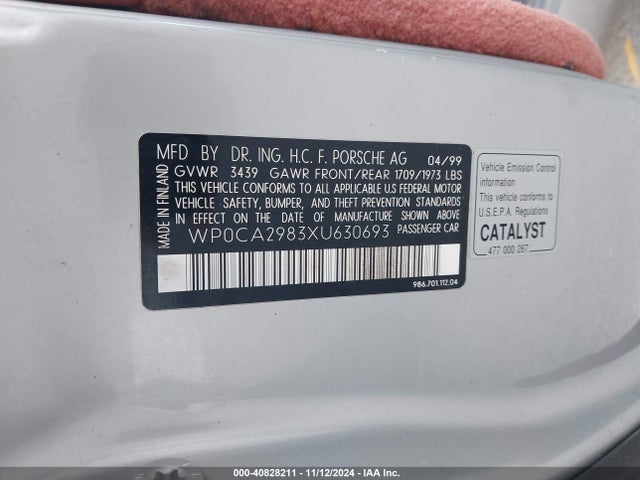 1999 PORSCHE BOXSTER WP0CA2983XU630693 Photo 8