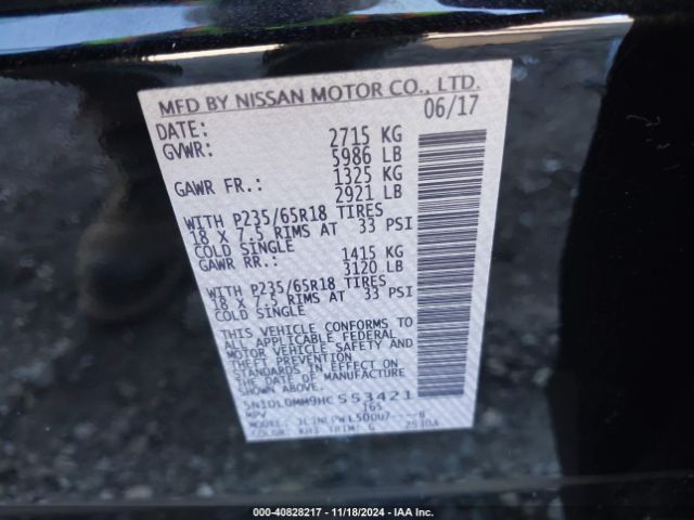 5N1DL0MM9HC553421 Infiniti QX60
