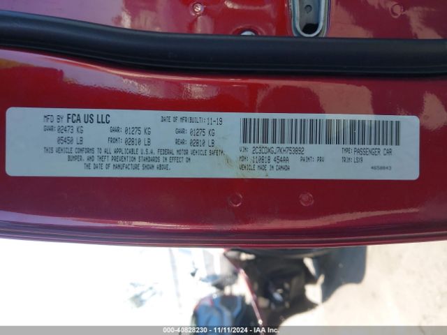 2C3CDXGJ7KH753892 Dodge Charger Scat Pack Rwd