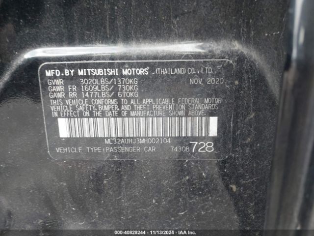 ML32AUHJ3MH002104 Mitsubishi Mirage Carbonite Edition/es/le