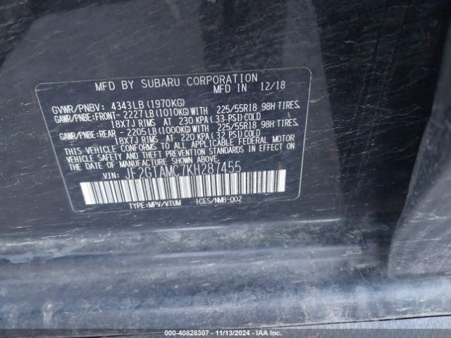 JF2GTAMC7KH287455 Subaru Crosstrek 2.0i Limited