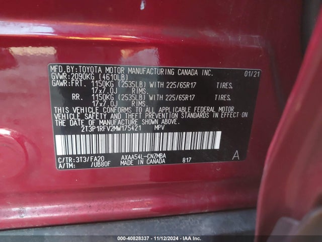 Toyota Rav4 Xle 2021 2T3P1RFV2MW175421 Image 9