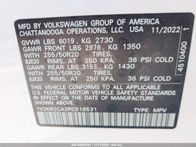 1V2KR2CA3PC518531 Volkswagen 3.6 fsi