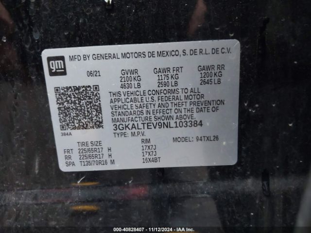 3GKALTEV9NL103384 GMC Terrain Awd Sle
