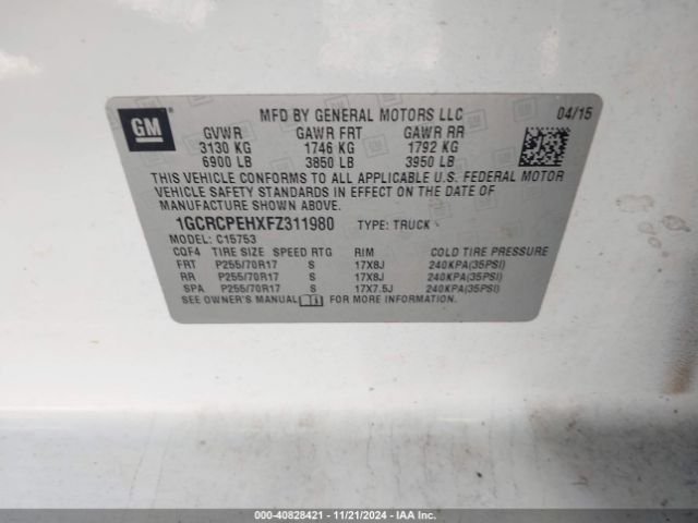 1GCRCPEHXFZ311980 Chevrolet Silverado 1500 Ls