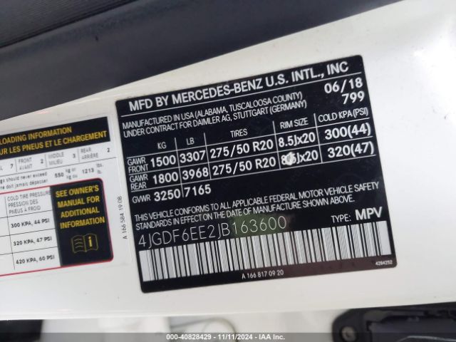 4JGDF6EE2JB163600 Mercedes-Benz Gls 450 4matic