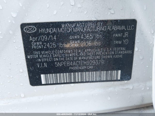 Hyundai SONATA GLS 2014 5NPEB4AC1EH929379 Image 9