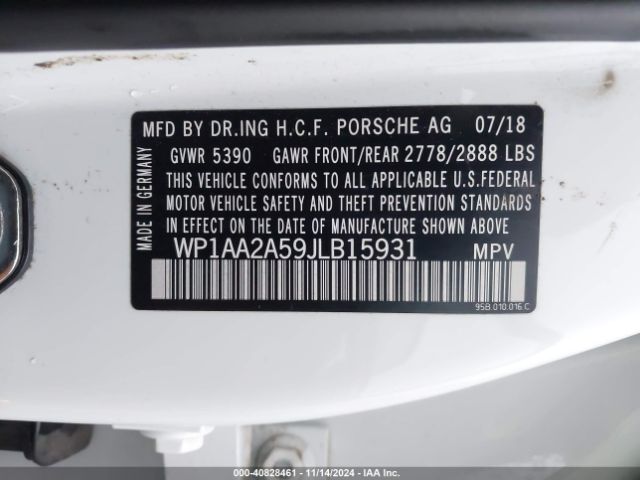 WP1AA2A59JLB15931 Porsche Macan Sport Edition