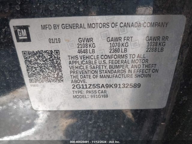 2G11Z5SA9K9132589 Chevrolet IMPALA LT