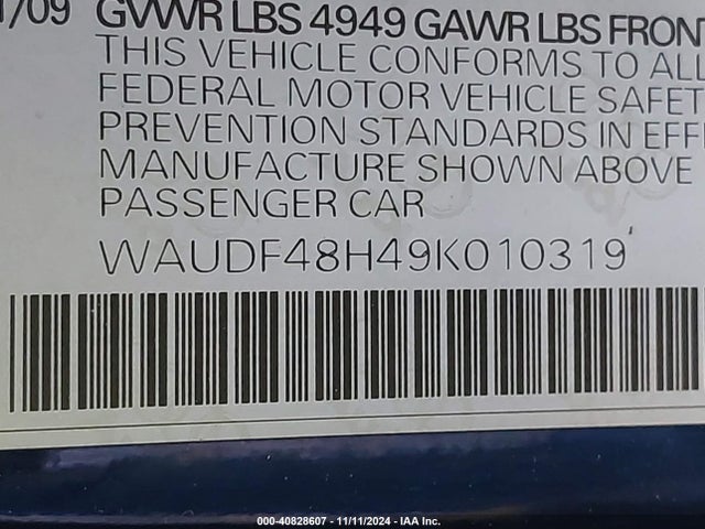 2009 AUDI A4 WAUDF48H49K010319 Photo 8