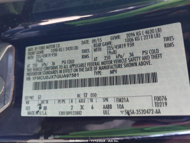 1FMCU0JX7GUA97581 Ford Escape Titanium