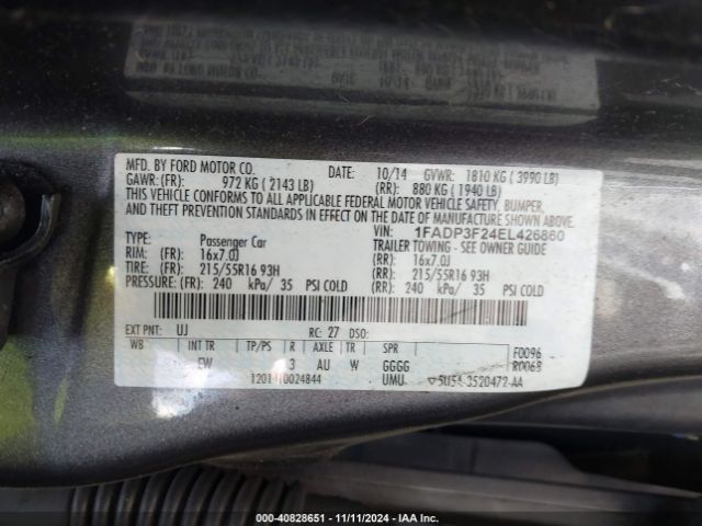 1FADP3F24EL426860 Ford FOCUS SE