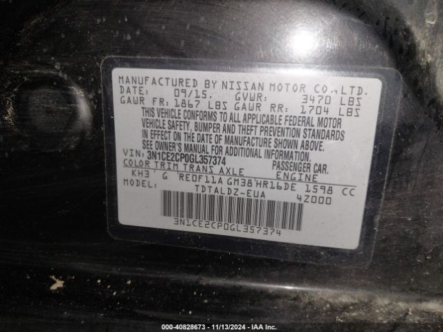 3N1CE2CP0GL357374 Nissan Versa Note S (sr)/s Plus/sl/sr/sv