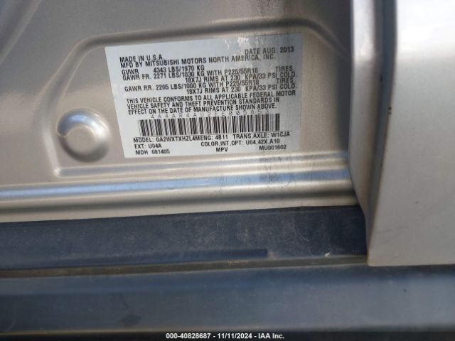 4A4AR4AU2EE005853 Mitsubishi Outlander Sport Se