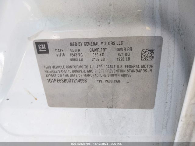 1G1PE5SB9G7214958 Chevrolet Cruze Limited 1lt Auto