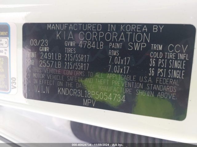 KNDCR3L18P5054734 KIA Niro Ev Wind