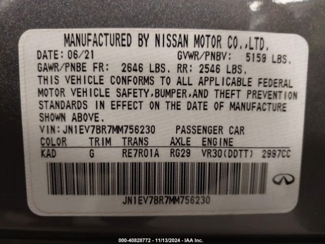 JN1EV7BR7MM756230 Infiniti Q50 Luxe Awd