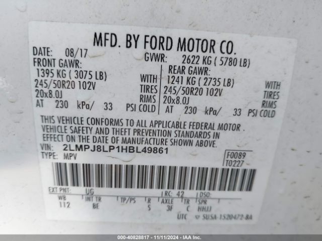 2LMPJ8LP1HBL49861 Lincoln Mkx Reserve