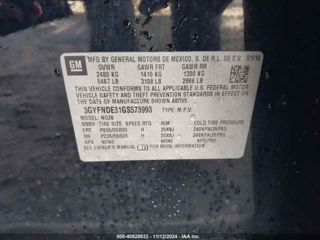 3GYFNDE31GS573993 Cadillac Srx Premium Collection