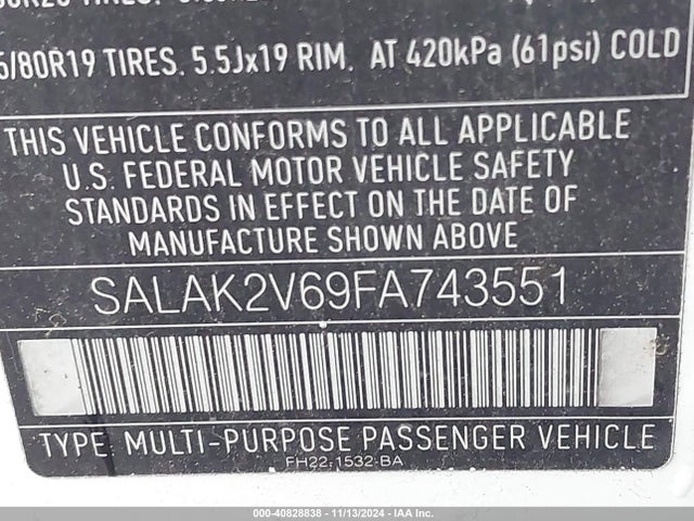 Land Rover LR4 2015 SALAK2V69FA743551 Image 9