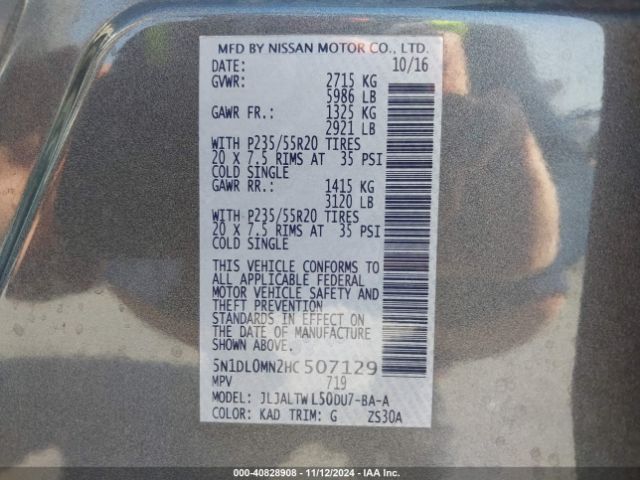5N1DL0MN2HC507129 Infiniti QX60