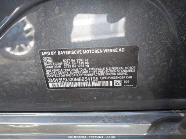 3MW5U9J00M8B54195 BMW 3 Series M340i Xdrive