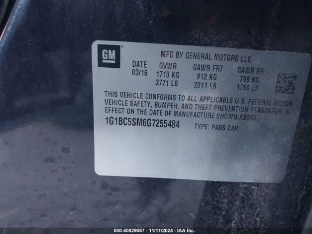 1G1BC5SM6G7255484 Chevrolet Cruze Ls Auto