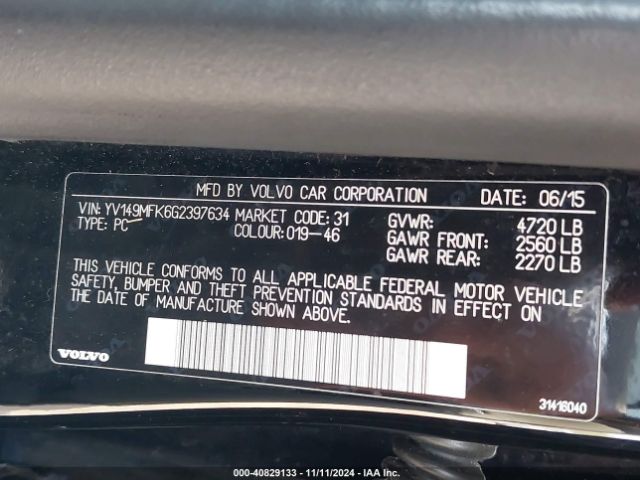 YV149MFK6G2397634 Volvo S60 T6 Drive-e