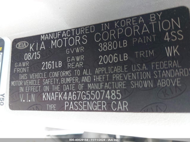 KIA FORTE LX 2016 KNAFK4A67G5507485 Image 9