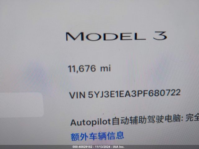 5YJ3E1EA3PF680722 Tesla Model 3 Rear-wheel Drive