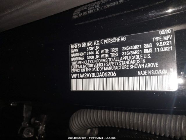 WP1AA2AY8LDA06206 Porsche Cayenne