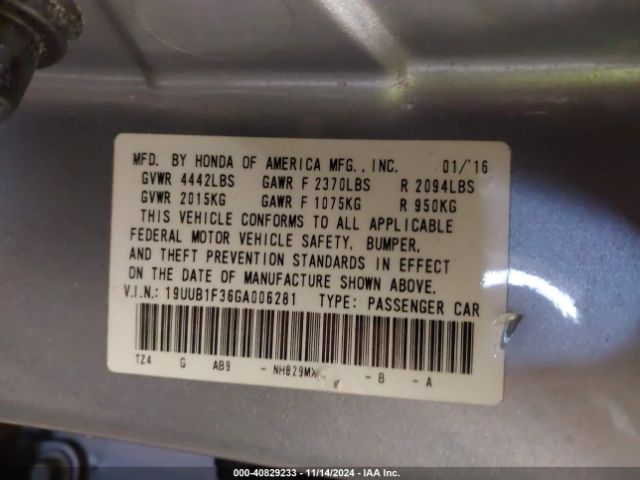 19UUB1F36GA006281 Acura TLX